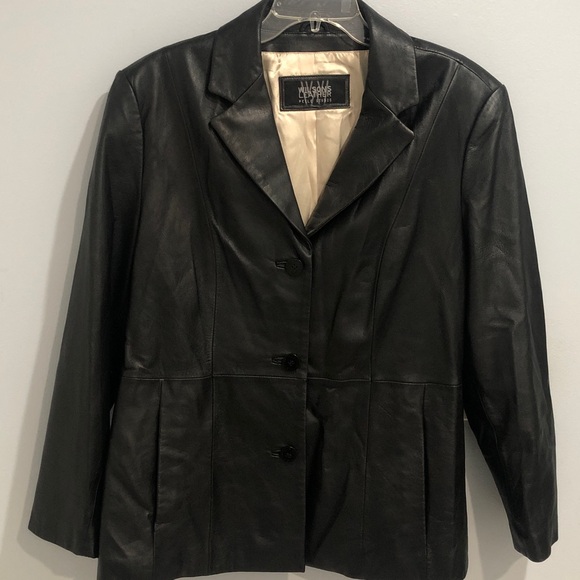 Pelle Studio Jackets & Blazers - Wilson Leather Pelle Studio Black Leather Lined Jacket Blazer Women’s Size XL